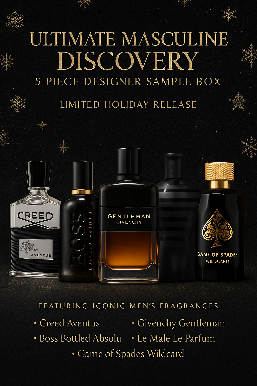 Ultimate Masculine Discovery Box- 5 Piece Luxury Men’s Fragrance Sample Box